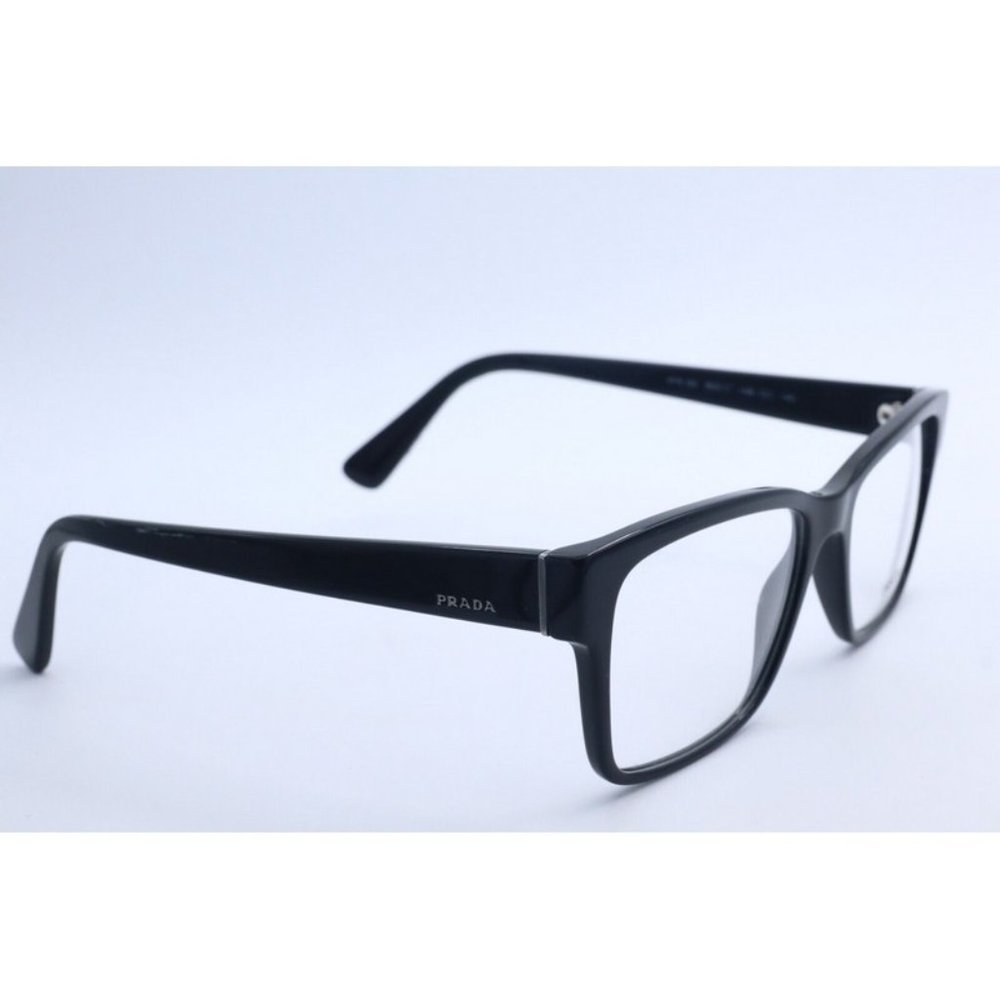New Authentic Prada VPR 15V 1AB-1O1 Black Rectangle Eyeglasses Clear Lenses 55mm - Picture 3 of 5